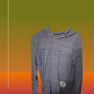 Blue Hooded Long Sleeve Top